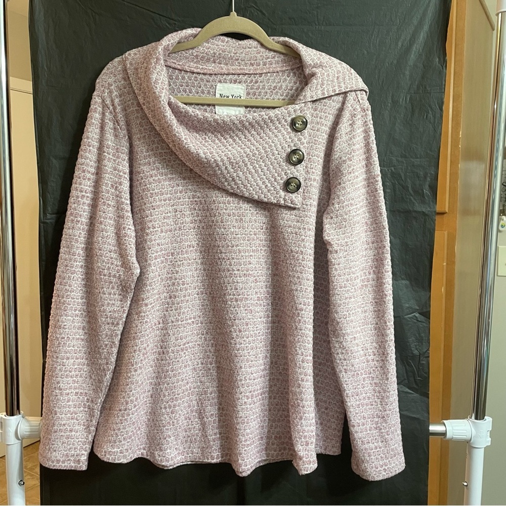 New York Laundry Light Pink Cowl Neck Sweater XL Comfy Chunky Casual